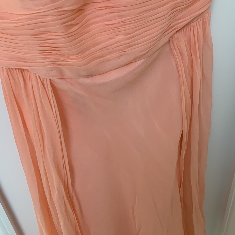 Vintage 100% silk peach chiffon dress. matching chiffon shawl M - Picture 9 of 16